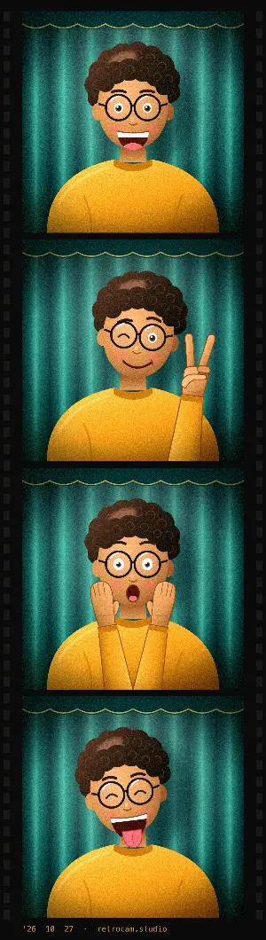 A four-photo strip with the Film strip frame